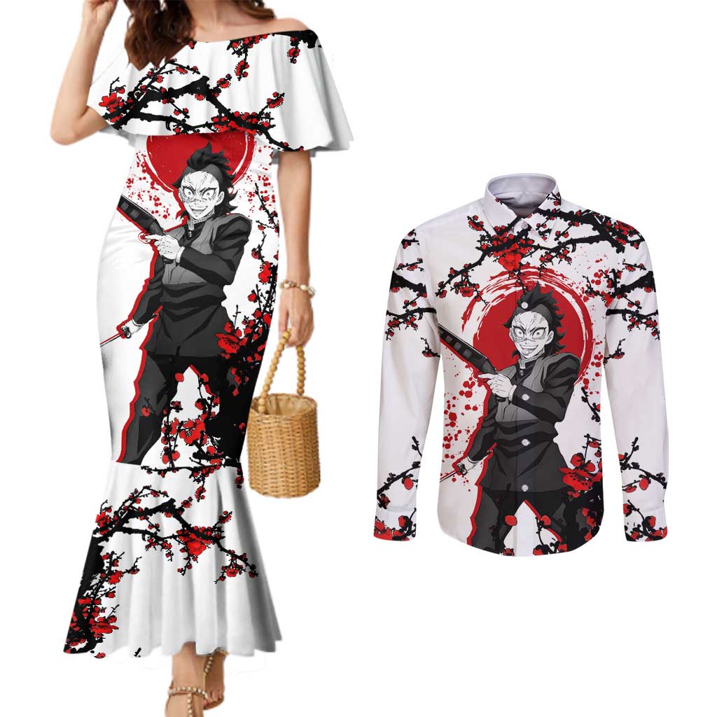 Shinazugawa Genya - Demon Slayer Couples Matching Mermaid Dress and Long Sleeve Button Shirt Anime Japan Style