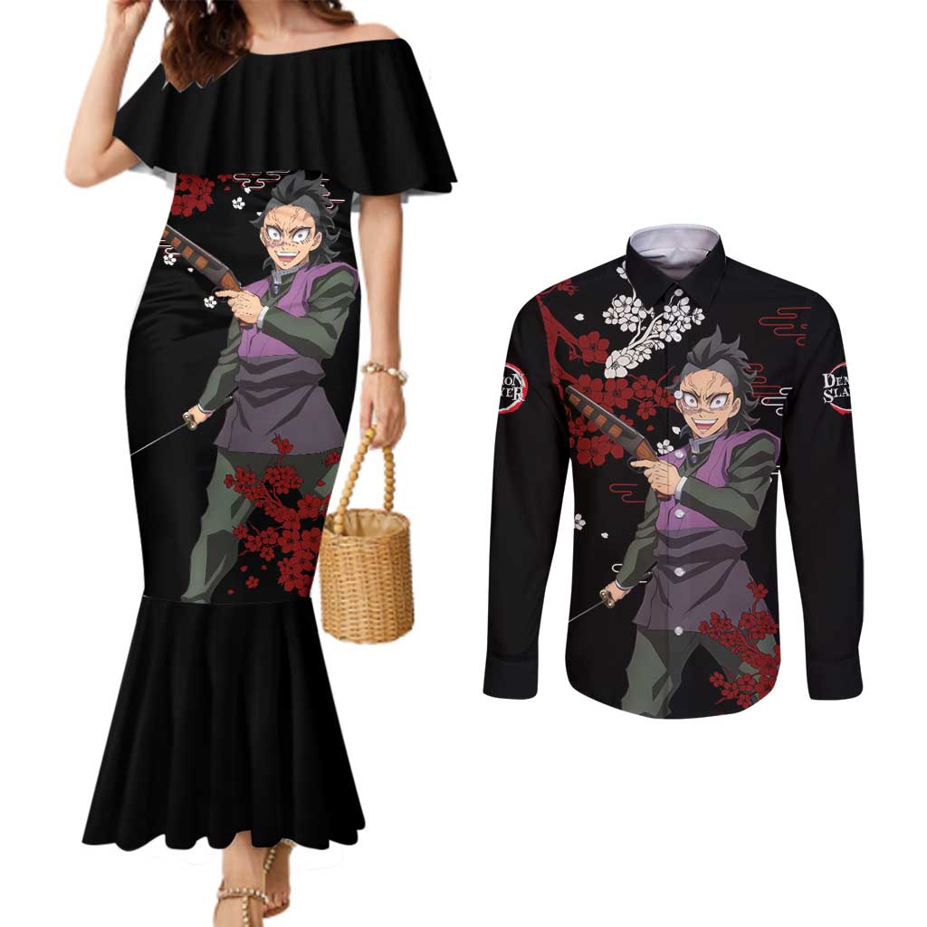 Shinazugawa Genya - Demon Slayer Couples Matching Mermaid Dress and Long Sleeve Button Shirt Anime Japan Style