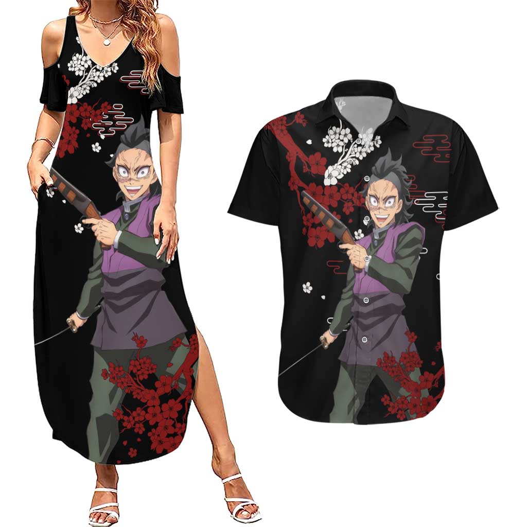 Shinazugawa Genya - Demon Slayer Couples Matching Summer Maxi Dress and Hawaiian Shirt Anime Japan Style