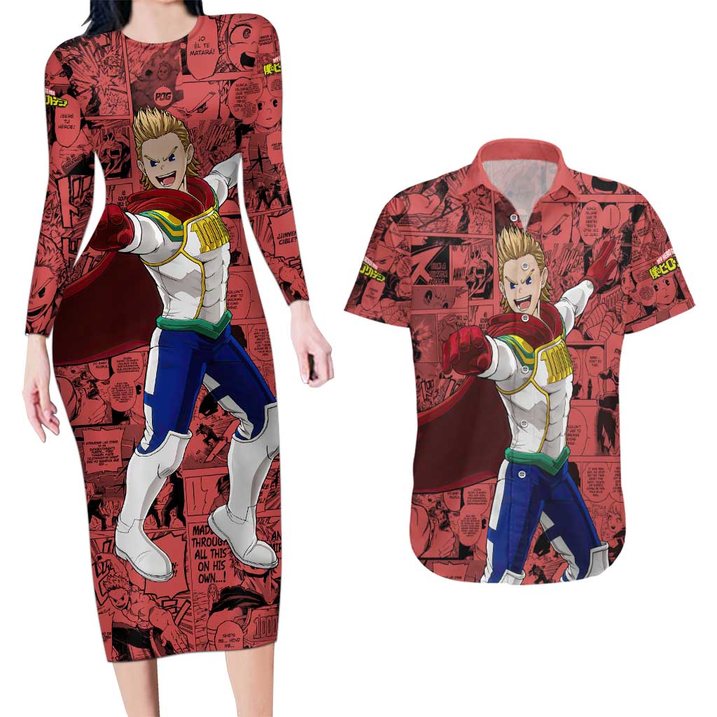 Mirio Toogata - My Hero Academia Couples Matching Long Sleeve Bodycon Dress and Hawaiian Shirt Anime Mix Manga Style