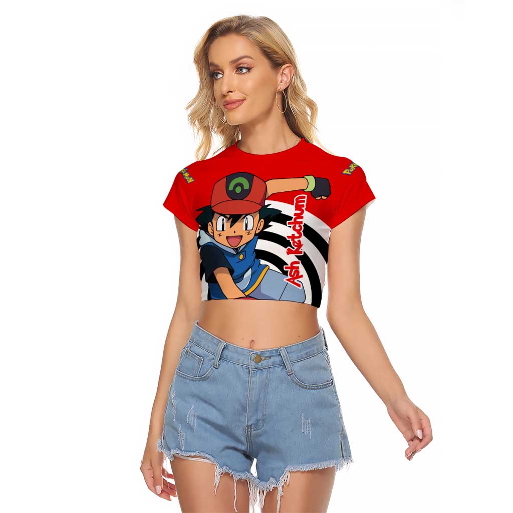 Ash Ketchum - Pokemon Raglan Cropped T Shirt Anime Style