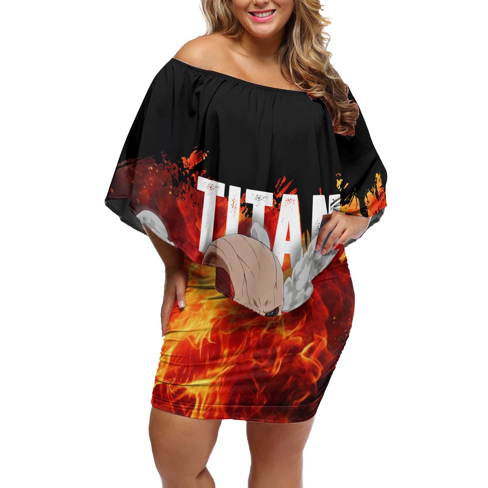 AOT Giant Titan - Attack On Titan Off Shoulder Short Dress Anime Style