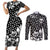 skull-couples-matching-short-sleeve-bodycon-dress-and-long-sleeve-button-shirts-cute-skull-fun-and-floral