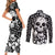 skull-couples-matching-short-sleeve-bodycon-dress-and-long-sleeve-button-shirts-cute-skull-fun-and-floral