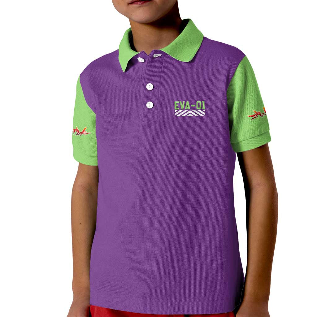 Shinji Ikari x Eva 01 Neon Genesis Evangelion Kid Polo Shirt Anime Style