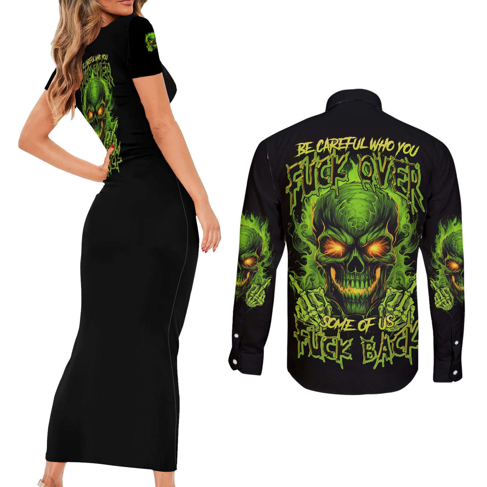 i-cant-go-to-hell-reaper-skull-couples-matching-short-sleeve-bodycon-dress-and-long-sleeve-button-shirt