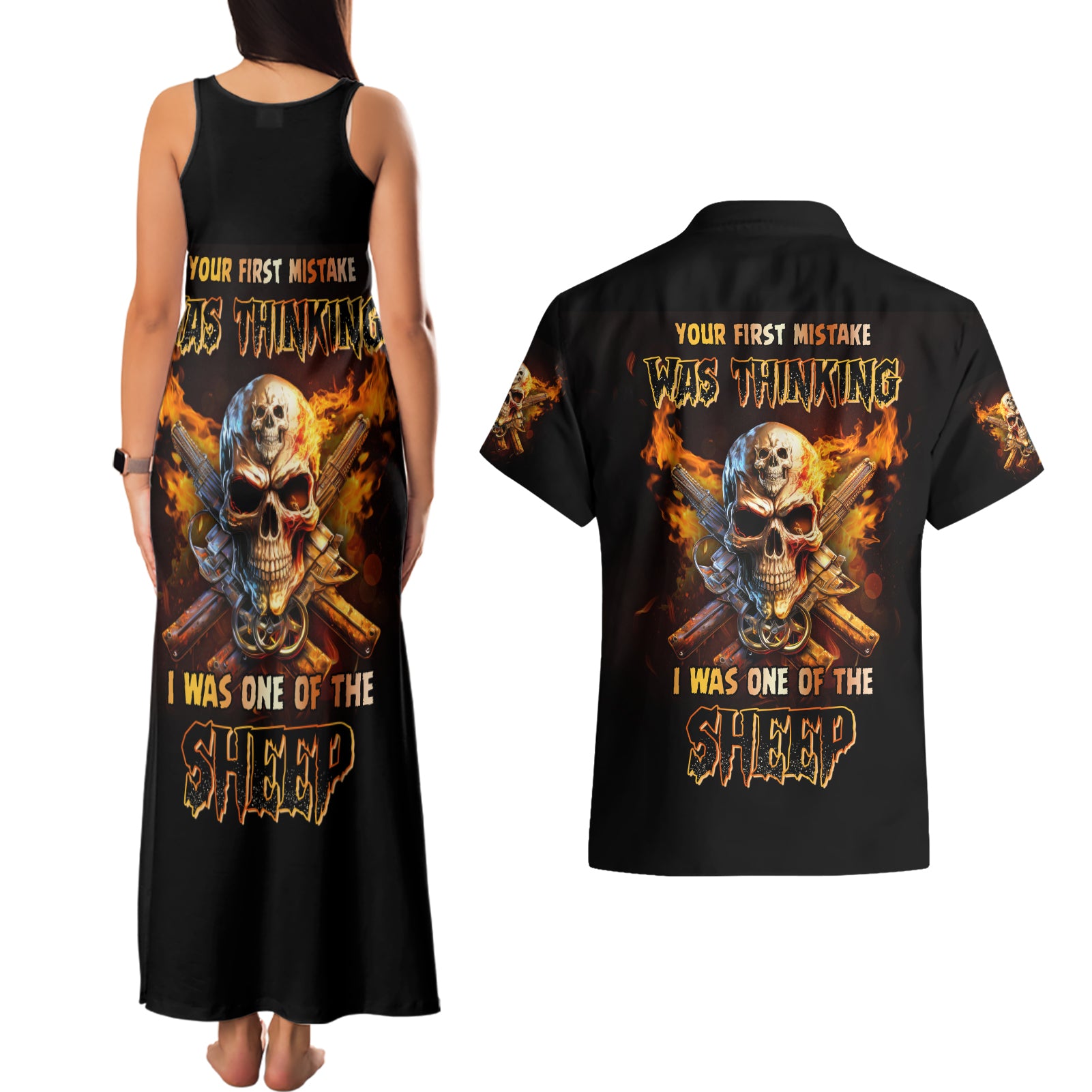 your-first-mistake-fire-skull-couples-matching-tank-maxi-dress-and-hawaiian-shirt