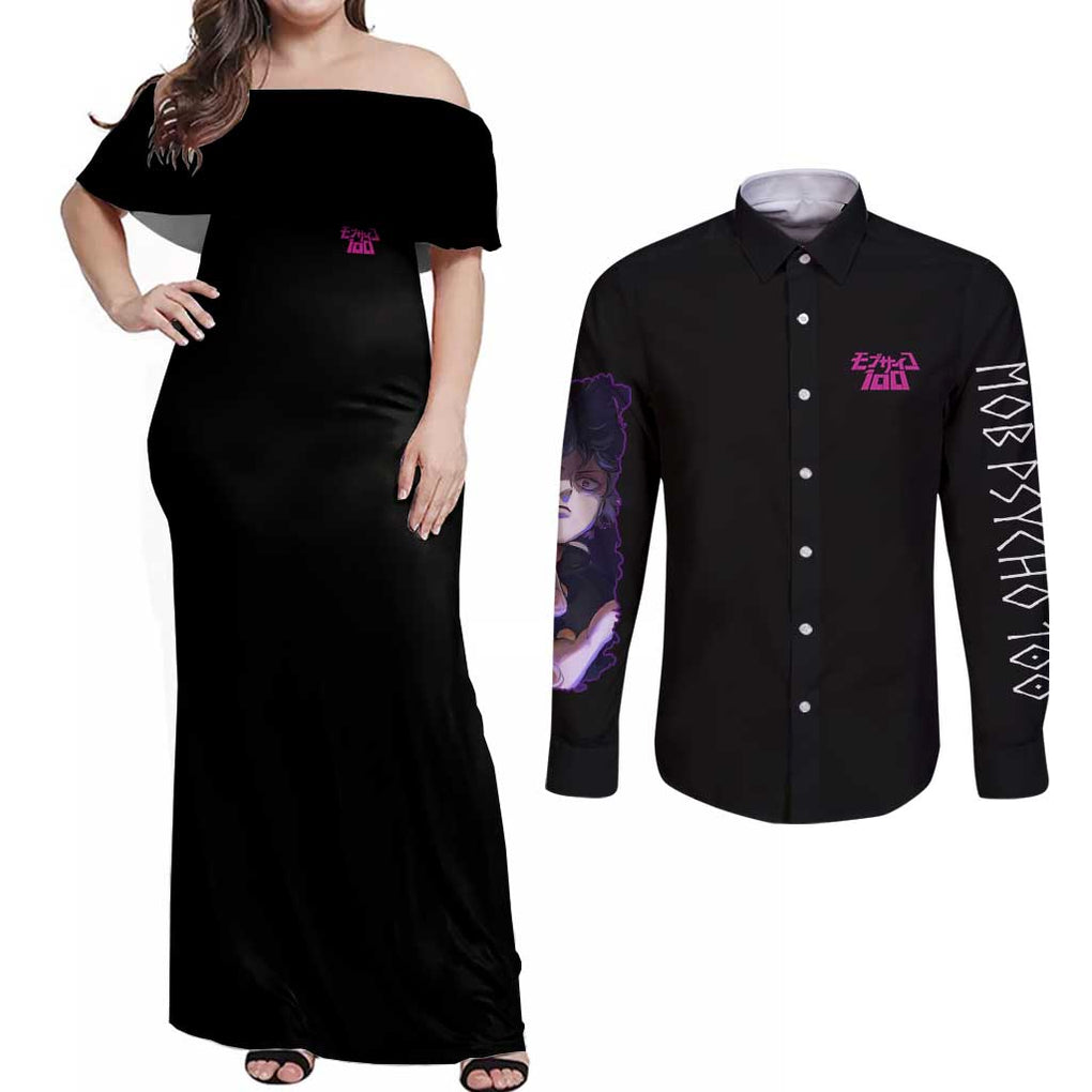 Final Arc Mob Psycho 100 Couples Matching Off Shoulder Maxi Dress and Long Sleeve Button Shirt Japan Anime Style