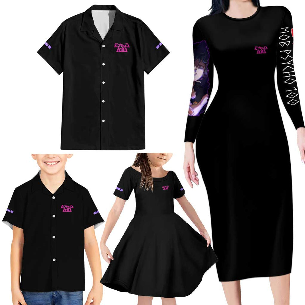 Final Arc Mob Psycho 100 Family Matching Long Sleeve Bodycon Dress and Hawaiian Shirt Japan Anime Style