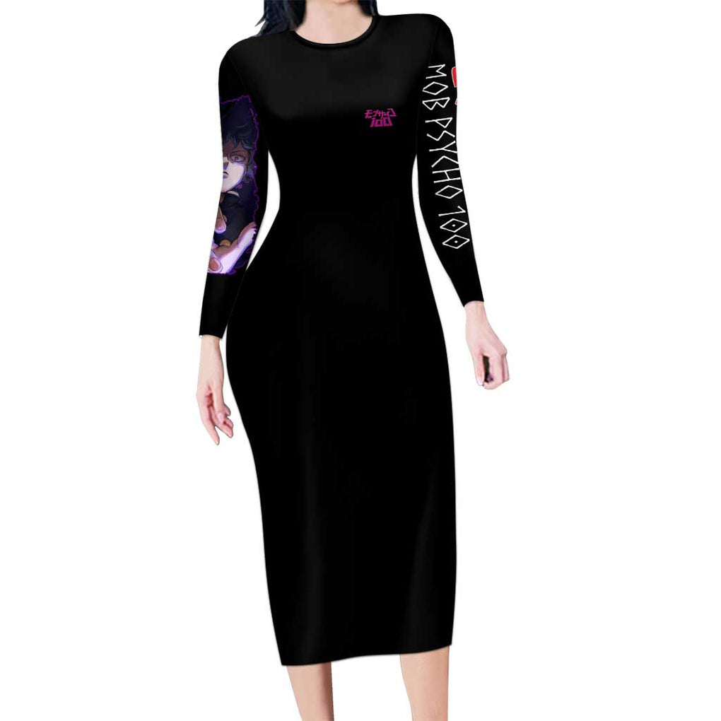 Final Arc Mob Psycho 100 Long Sleeve Bodycon Dress Japan Anime Style