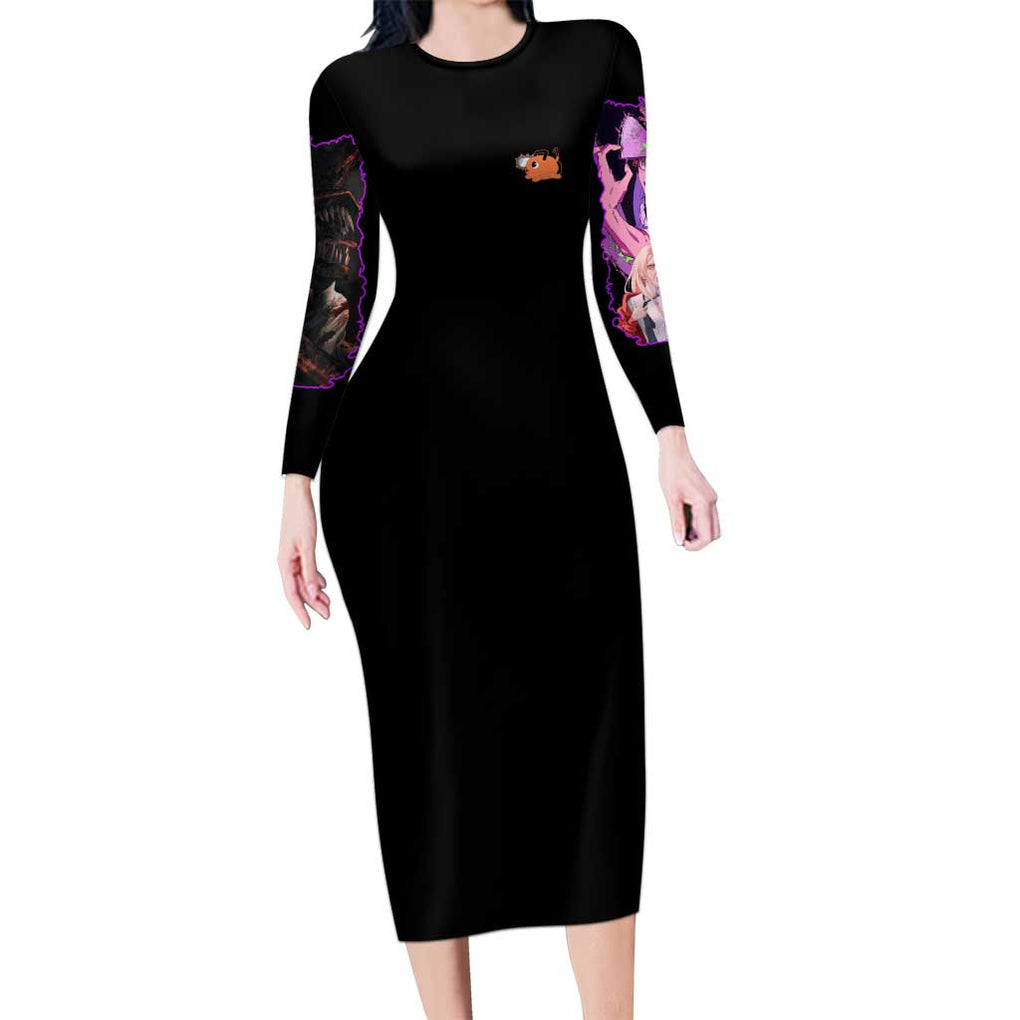 Chainsaw Man Part 1 Long Sleeve Bodycon Dress Japan Anime Style