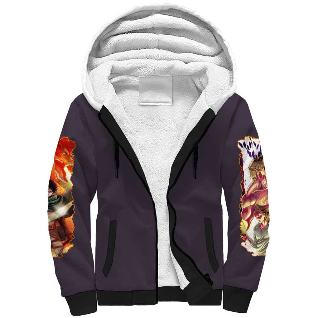 Eren Yeager Story Attack on Titan Sherpa Hoodie Japan Anime Style