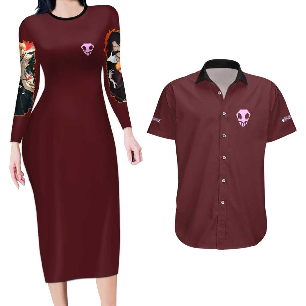 Thousand Year Blood War Arc Bleach Couples Matching Long Sleeve Bodycon Dress and Hawaiian Shirt Japan Anime Style