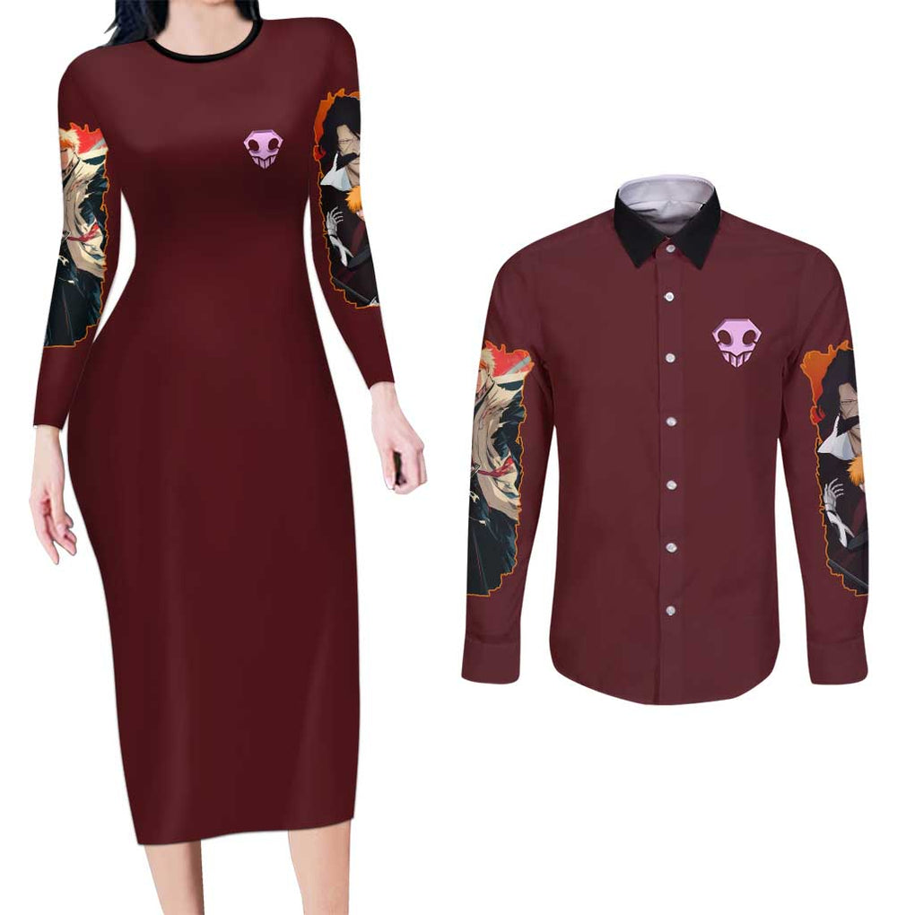 Thousand Year Blood War Arc Bleach Couples Matching Long Sleeve Bodycon Dress and Long Sleeve Button Shirt Japan Anime Style