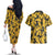 Umbreon Pattern Style Couples Matching Off The Shoulder Long Sleeve Dress and Hawaiian Shirt