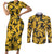 Umbreon Pattern Style Couples Matching Short Sleeve Bodycon Dress and Long Sleeve Button Shirt