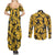 Umbreon Pattern Style Couples Matching Summer Maxi Dress and Long Sleeve Button Shirt