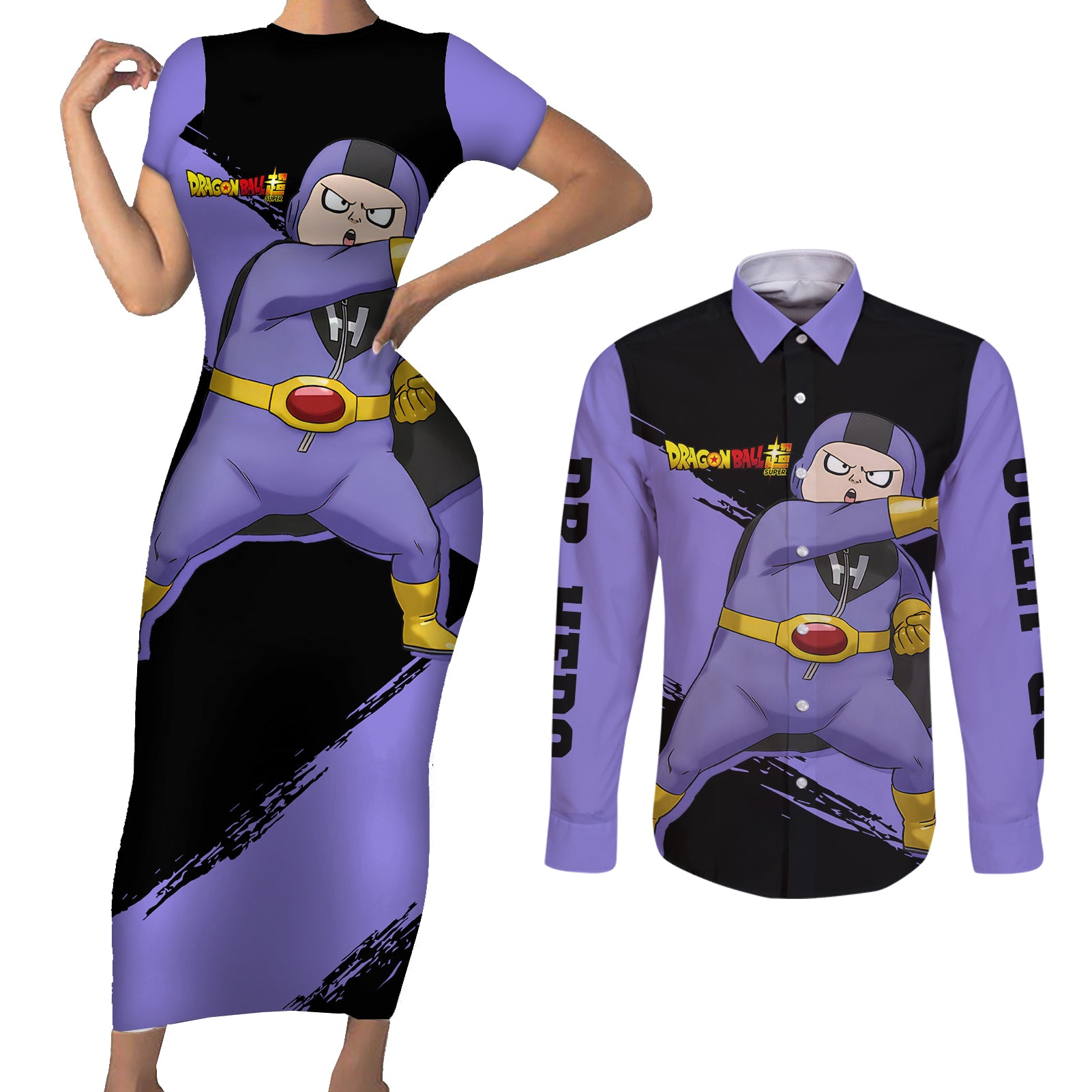 Dr. Hedo - Super - Dragon Ball Couples Matching Short Sleeve Bodycon Dress and Long Sleeve Button Shirt