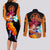 Goku Saiyan God Couples Matching Long Sleeve Bodycon Dress and Long Sleeve Button Shirt