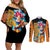 Goku Saiyan God Couples Matching Off Shoulder Short Dress and Long Sleeve Button Shirt