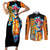 Goku Saiyan God Couples Matching Short Sleeve Bodycon Dress and Long Sleeve Button Shirt