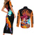 Goku Saiyan God Couples Matching Short Sleeve Bodycon Dress and Long Sleeve Button Shirt