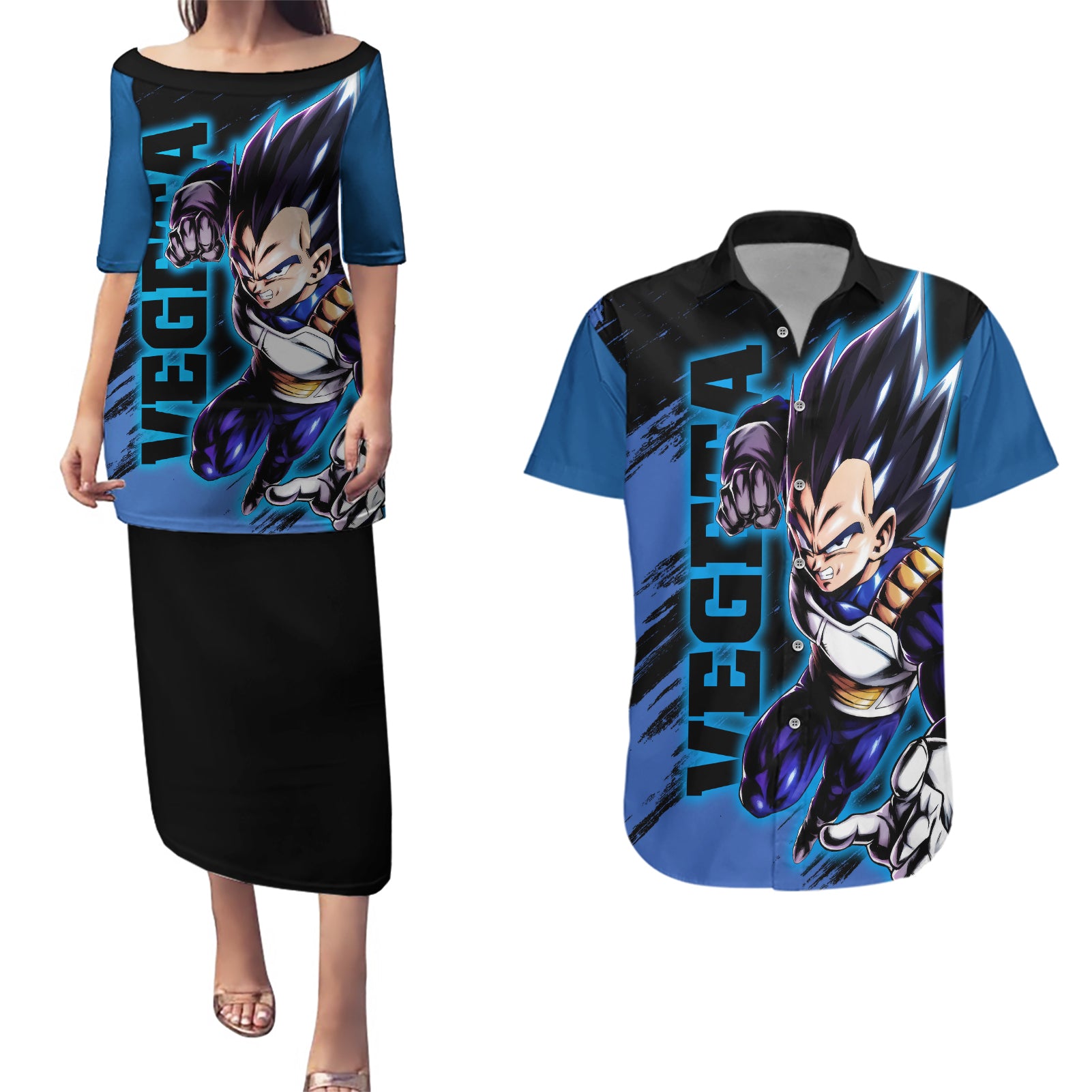 Vegeta Hoodie Dragon Ball Anime Couples Matching Puletasi and Hawaiian Shirt