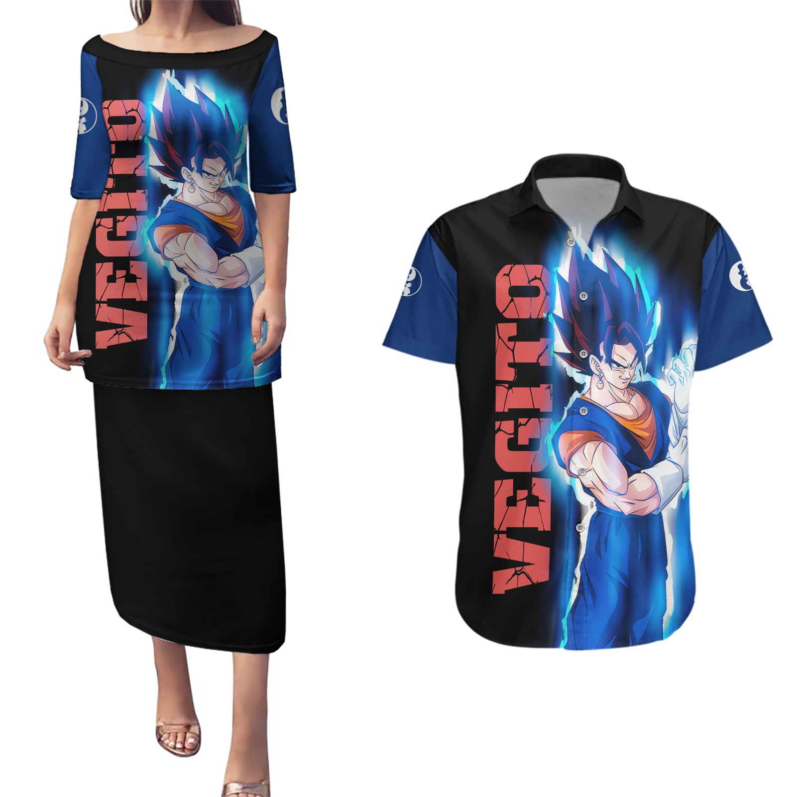 Vegito - Dragon Ball Couples Matching Puletasi and Hawaiian Shirt