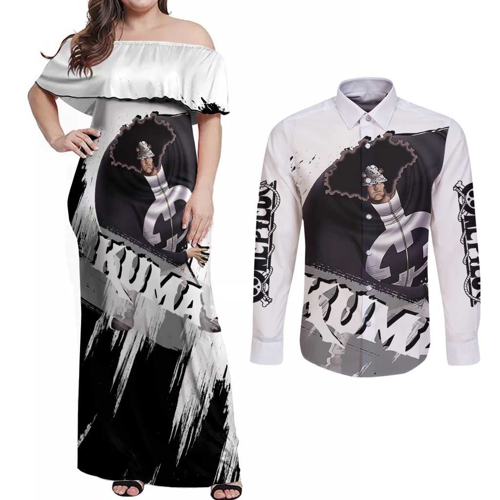 Kuma - One Piece Couples Matching Off Shoulder Maxi Dress and Long Sleeve Button Shirt Anime Style
