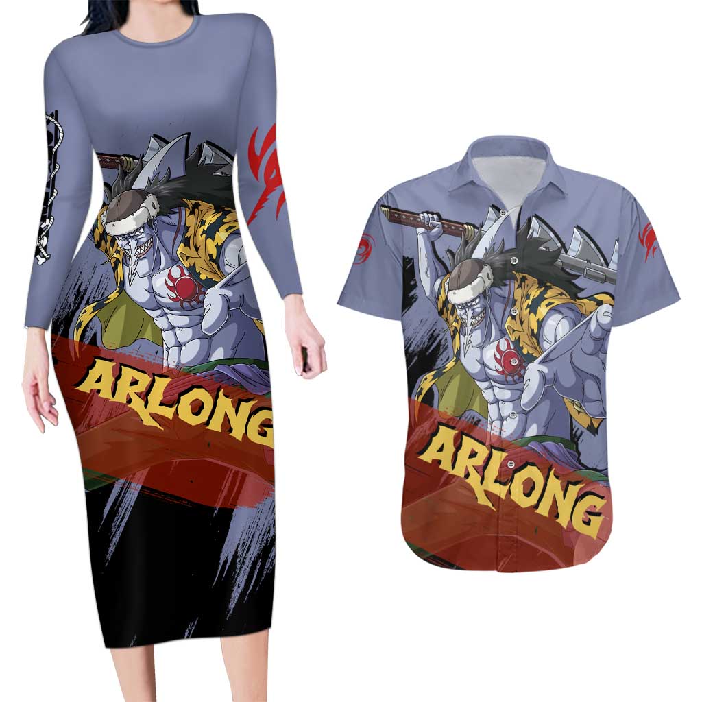 Arlong - One Piece Couples Matching Long Sleeve Bodycon Dress and Hawaiian Shirt Anime Style