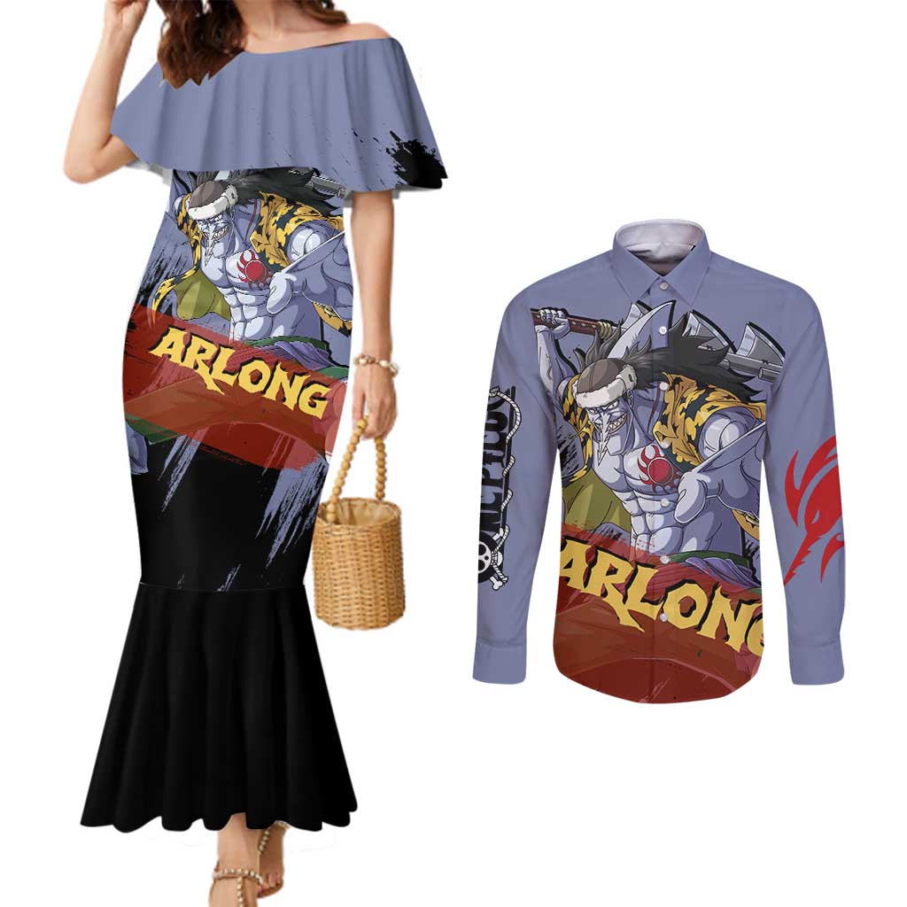 Arlong - One Piece Couples Matching Mermaid Dress and Long Sleeve Button Shirt Anime Style