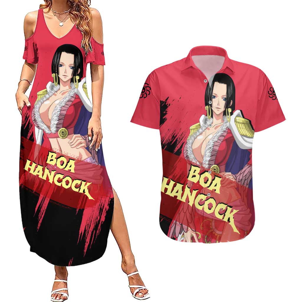 Boa Hancock - One Piece Couples Matching Summer Maxi Dress and Hawaiian Shirt Anime Style