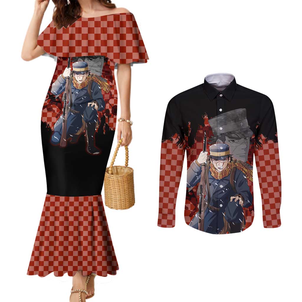 Saichi Sugimoto - Golden Kamuy Couples Matching Mermaid Dress and Long Sleeve Button Shirt Anime Style