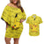 Pikachu - Pokemon Couples Matching Off Shoulder Short Dress and Hawaiian Shirt Anime Mix Pattern Style