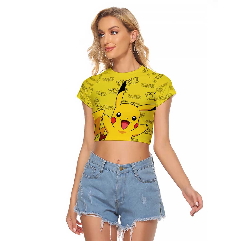 Pikachu - Pokemon Raglan Cropped T Shirt Anime Mix Pattern Style