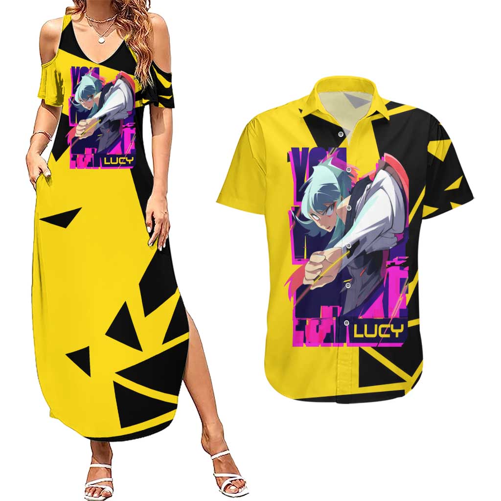 Lucy - Cyberpunk Edgerunners Couples Matching Summer Maxi Dress and Hawaiian Shirt Anime Style