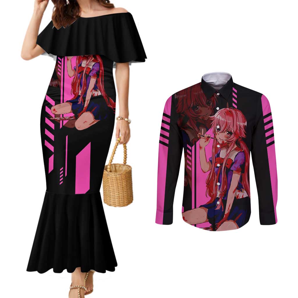 Mirai Nikki - Future Diary Couples Matching Mermaid Dress and Long Sleeve Button Shirt Anime Style