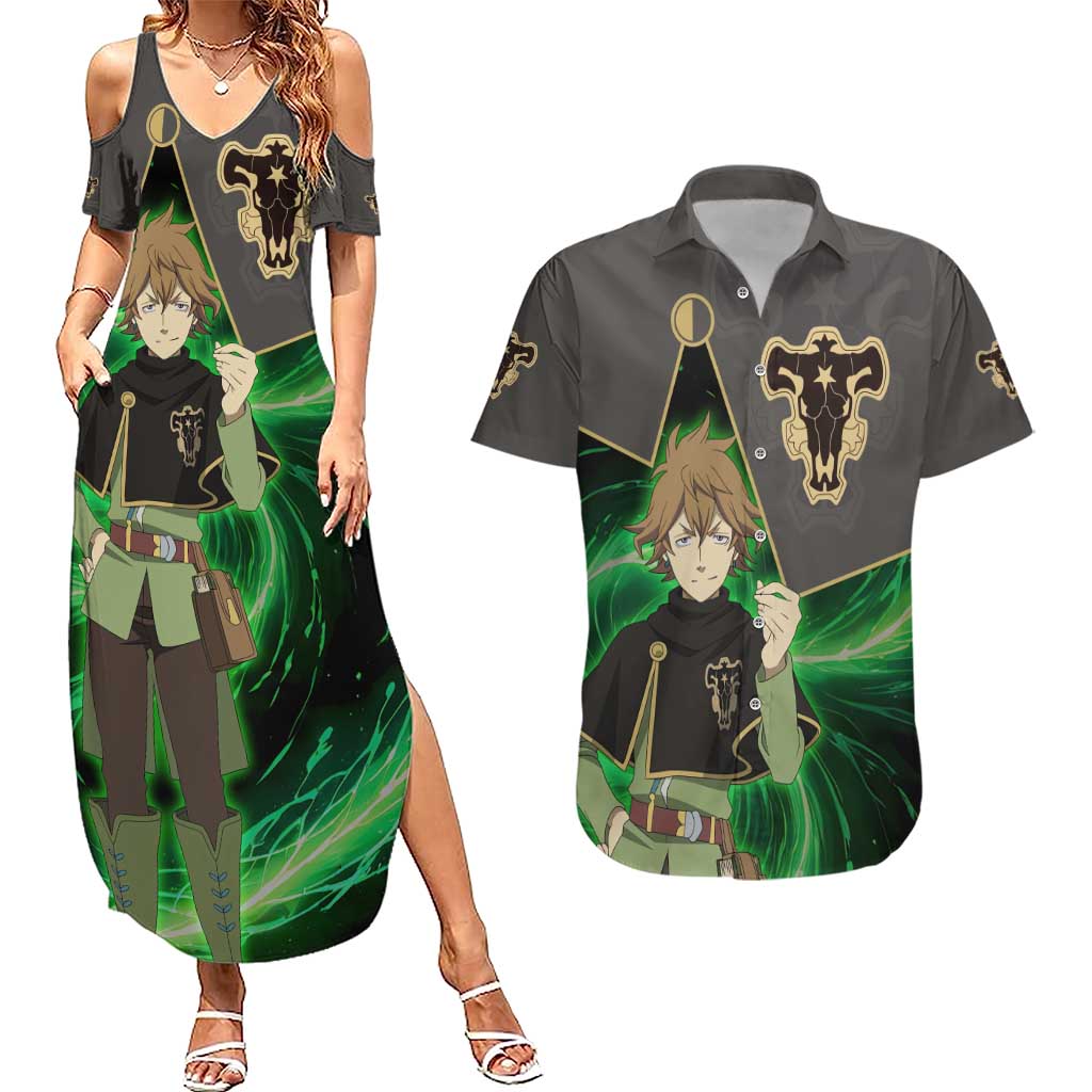 Black Bull Finral Roulacase - Black Clover Couples Matching Summer Maxi Dress and Hawaiian Shirt Anime Style