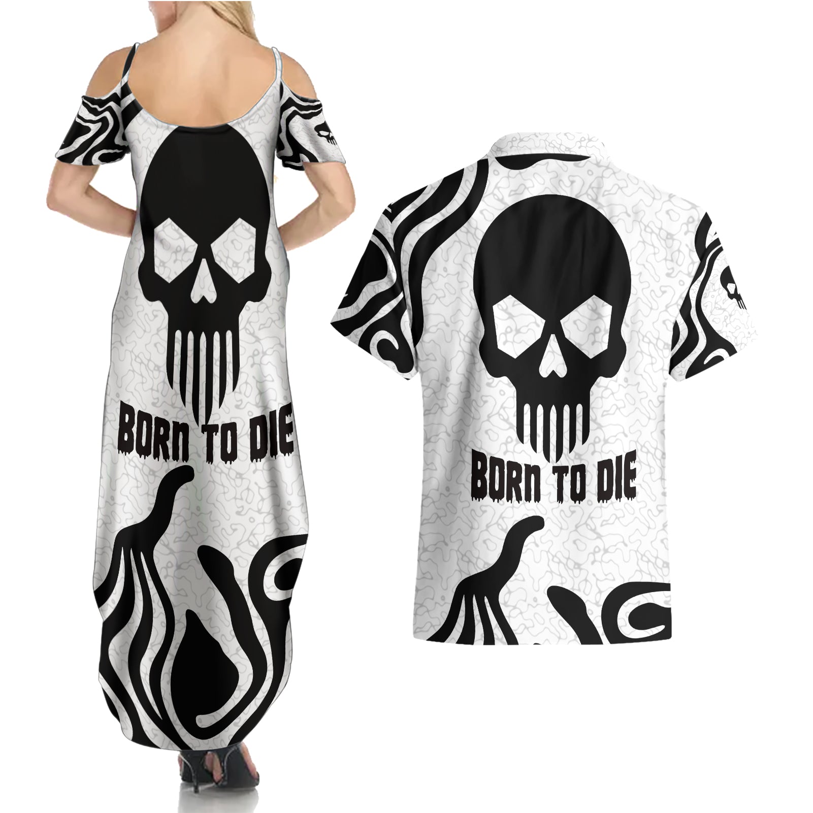 skull-couples-matching-summer-maxi-dress-and-hawaiian-shirt-born-to-die