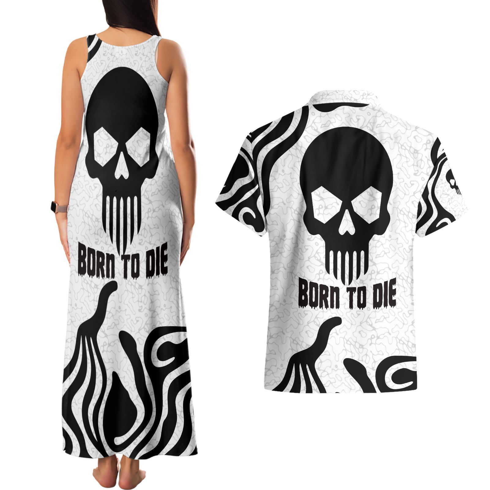 skull-couples-matching-tank-maxi-dress-and-hawaiian-shirt-born-to-die