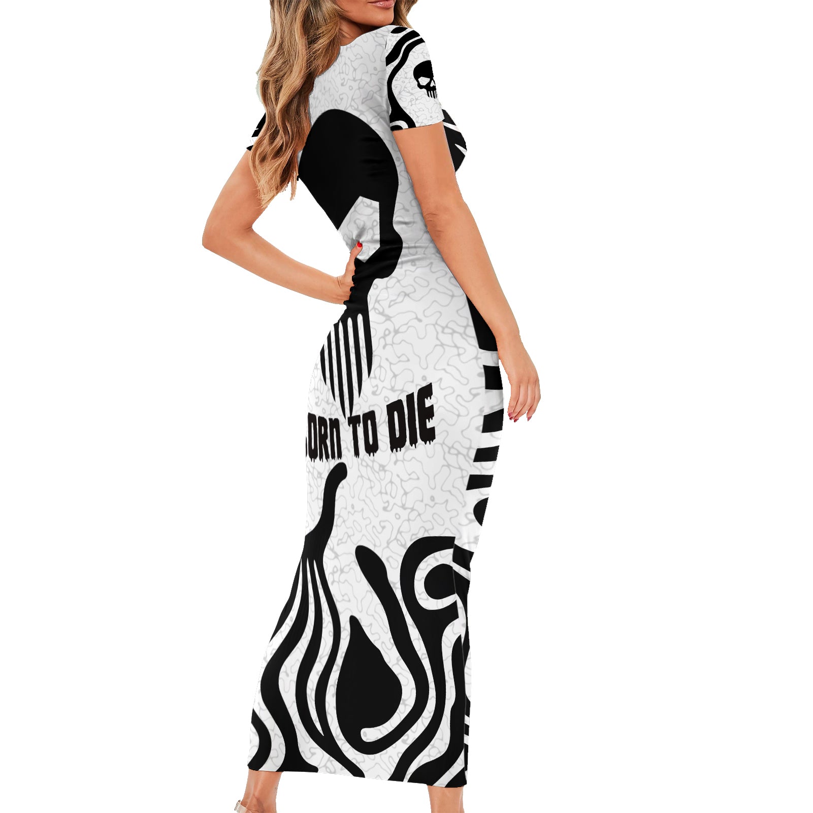 skull-short-sleeve-bodycon-dress-born-to-die