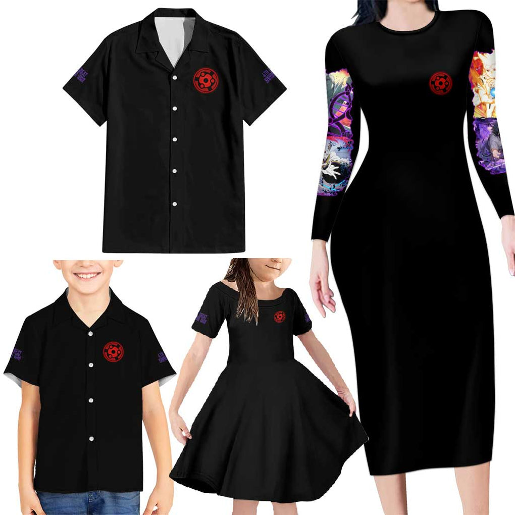 4th Great Shinobi War Naruto Shippuden Family Matching Long Sleeve Bodycon Dress and Hawaiian Shirt Japan Anime Style