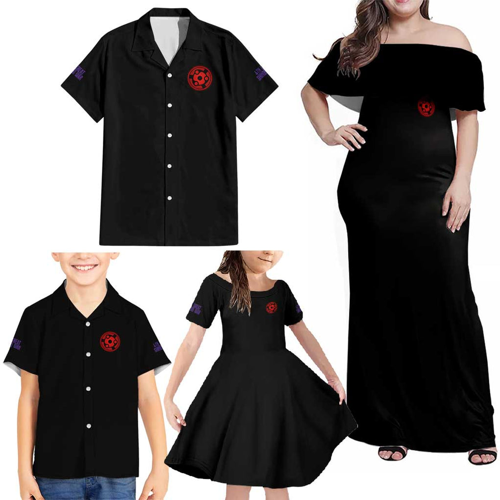 4th Great Shinobi War Naruto Shippuden Family Matching Off Shoulder Maxi Dress and Hawaiian Shirt Japan Anime Style