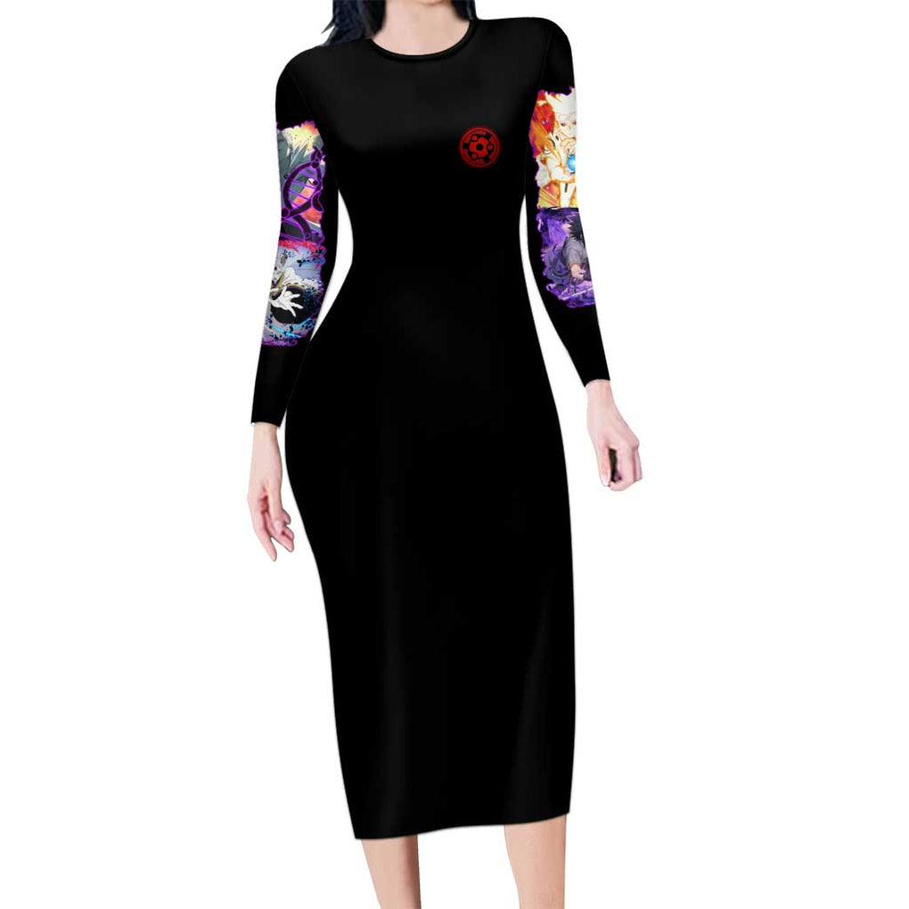 4th Great Shinobi War Naruto Shippuden Long Sleeve Bodycon Dress Japan Anime Style