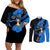 Lucario mix Mega Evolved Couples Matching Off Shoulder Short Dress and Long Sleeve Button Shirt