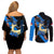 Lucario mix Mega Evolved Couples Matching Off Shoulder Short Dress and Long Sleeve Button Shirt