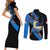 Lucario mix Mega Evolved Couples Matching Short Sleeve Bodycon Dress and Long Sleeve Button Shirt