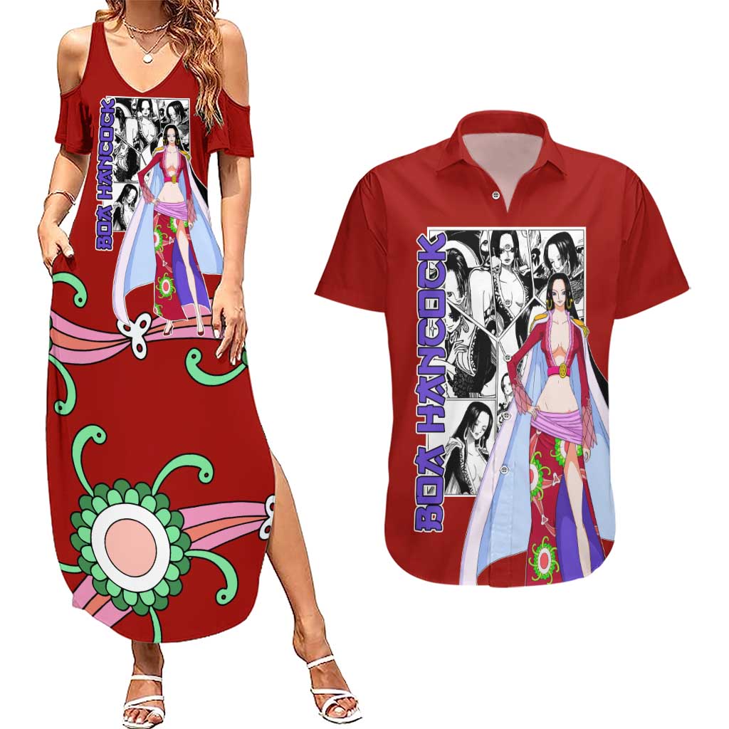 Boa Hancock - One Piece Couples Matching Summer Maxi Dress and Hawaiian Shirt Anime Mix Manga Style