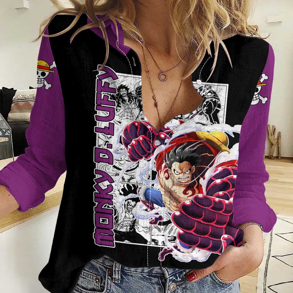 Luffy Gear 4 - One Piece Women Casual Shirt Anime Mix Manga Style