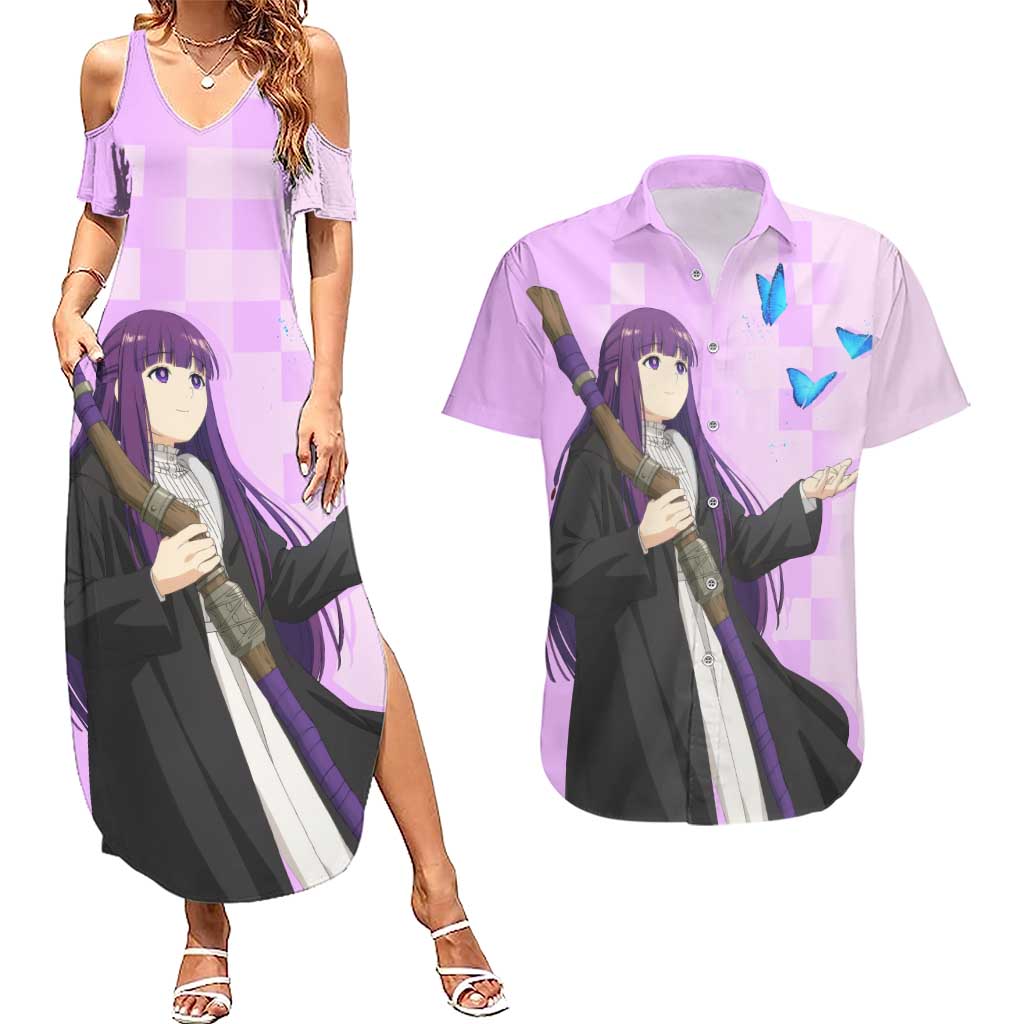 Fern - Frieren Couples Matching Summer Maxi Dress and Hawaiian Shirt Anime Style